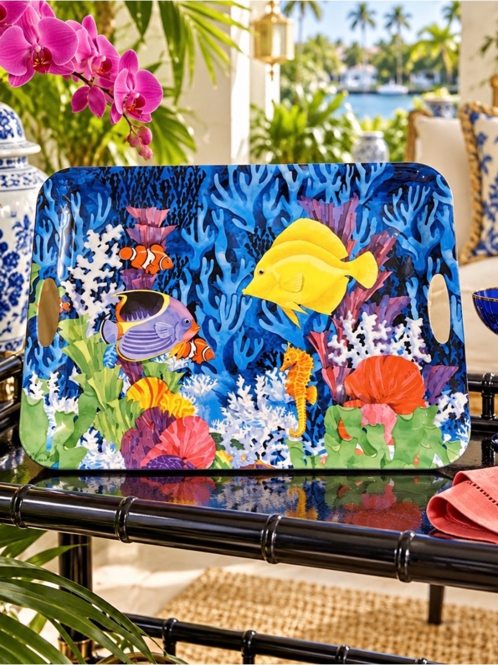 Sakura Evolution South Seas Tropical Fish Melamine Serving Tray